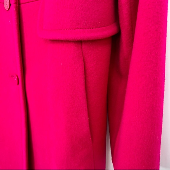 Fleurette Bright Pink 100% Wool Long Coat Jacket Blazer Business Christmas 6 - Picture 5 of 9